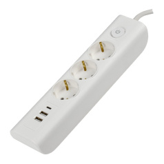 Удлинитель У03В IEK MODERN, 3х1 мм², 16А/250В USBх3, белый, 1.8 м [WYP12-16-03-02-ZKU-K01]