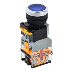 Кнопка управления IEK D8-11D Ø 22 мм, 1NO+1NC, с подсветкой, синяя [BBT30-11D-3-12-K07]