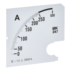 Шкала сменная для амперметра IEK Э47 250/5А класс точности 1.5, 96 х 96 мм [IPA20D-SC-0250]