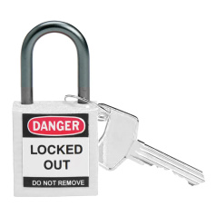 Замки нейлоновые компактные Brady, алюминиевые дужки, 25 мм, Ø 4.7 мм, белые, 6 шт [gws814122]