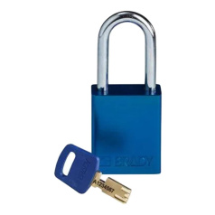 Замок алюминиевый Brady SafeKey со стальной дужкой, 38 мм, Ø 6.4 мм, синий [gws150287]