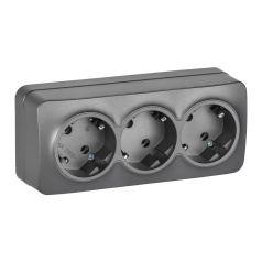 Розетка 3-местная IEK GLORY с заземлением без шторок 16А РС23-3-ХСм сталь матовый [ERH31-K46M-16]