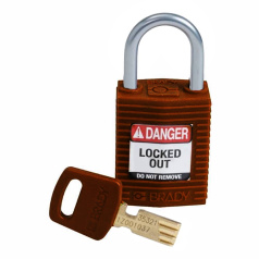 Замок SafeKey нейлоновый Brady компактный, алюминиевая дужка, 25 мм, Ø 4.7 мм, коричневый [gws152162]