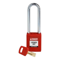 Замок SafeKey нейлоновый Brady, стальная дужка, 76 мм, Ø 6.4 мм, красный [gws150357]