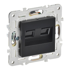 Розетка компьютерная двойная RJ45 IEK SKANDY кат. 6 SK-K04Bl черный [SK-K20-2-K02]