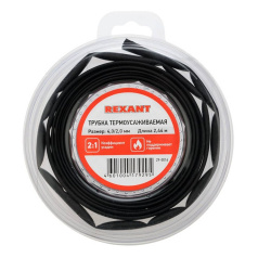 Термоусаживаемая трубка Rexant 4.0/2.0 мм, черная, ролик 2.44 м [29-0016]
