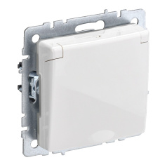 Розетка 1-местная IEK BRITE с заземлением со шторками и крышкой 16А IP44 РСбш10-3-44-БрБ белый [BR-R16-16-44-K01]