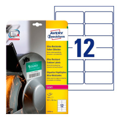 Суперпрочные пленочные этикетки Avery Zweckform, белые, 99.1 x 42.3 мм, 12 этикеток на листе А4 (10 листов) [L7913-10]