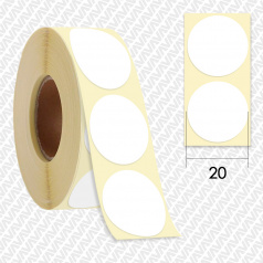 Термоэтикетки ТОП Ø 20 мм, белые (5000 шт в рулоне)