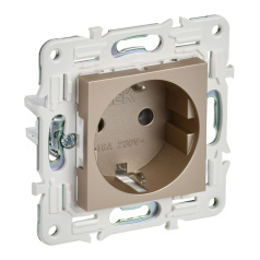 Розетка IEK SKANDY с заземлением без шторок 16А SK-R05Sh шампань [SK-R11-16-K37]