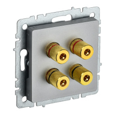Аудиорозетка IEK BRITE 4-местная РА10-БрС сталь [BR-S40-K46]