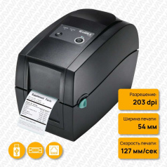 Термотрансферный принтер Godex RT200, 203 dpi, 5 ips, USB, RS232, Ethernet (011-R20E02-000) [011-R20E52-000]