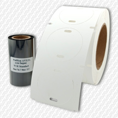 Комплект 2 в 1 №4: круглая маркировочная бирка У135 в рулоне (1000 шт) и риббон 75 м для, принтеров Cab