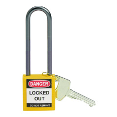 Замки нейлоновые компактные Brady, алюминиевые дужки 75 мм, Ø 4.7 мм, желтые, 6 шт [gws814147]