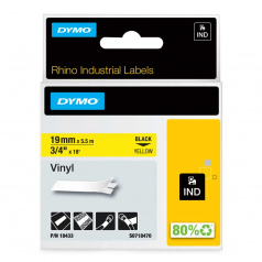 Картридж Dymo S0718470/18433, 19 мм, черный на желтом