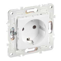 Розетка IEK SKANDY с заземлением без шторок 16А SK-R05W арктический белый [SK-R11-16-K01]