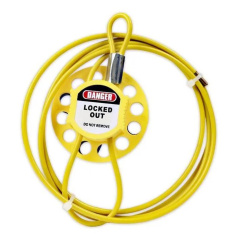 Тросовый блокиратор, сталь в ПВХ оплетке, Ø 4 мм, 1.8 м, желтый [gwrL32]
