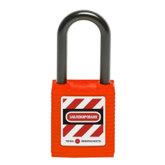 Замок блокировочный с нейлоновой дужкой, 76.2 мм, Ø 6.2 мм, дисковый цилиндр, красный [gwr001DN76RED]