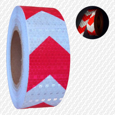 Алмазная светоотражающая лента красно-белая Елочка, 50 мм х 50 м