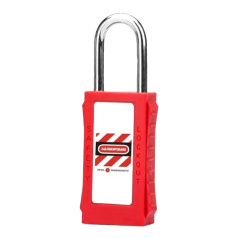 Замок блокировочный с нейлоновой дужкой и удлиненным корпусом, 38 мм, Ø 6.2 мм, дисковый цилиндр, желтый [gwr023DN38YEL]