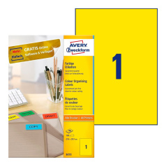 Этикетки самоклеящиеся Avery Zweckform, желтые, 210 x 297 мм, 1 этикетка на листе А4 (100 листов) [3473]