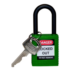 Замки нейлоновые Brady, пластиковые дужки, 38 мм, Ø 6.4 мм, зеленые, 6 шт [gws813597]