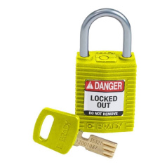 Замок SafeKey нейлоновый Brady компактный, алюминиевая дужка, 25 мм, Ø 4.7 мм, жёлтый [gws152156]