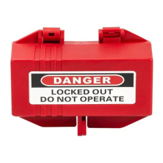 Блокиратор штепсельных разъемов средний, полипропилен, Ø кабеля до 13 мм, 118х65х65 мм, красный [gwrD42]