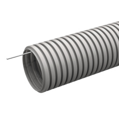 Труба гофрированная тяжелая ПВХ IEK ELASTA с зондом, Ø 20 мм, серая, 100 м [EA-TG23-121-020-100-K41]