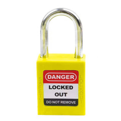 Замки нейлоновые со стальной дужкой, 38 мм, ∅ 6.4 мм, желтые, 6 шт [gws51346]