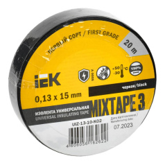 Изолента IEK MIXTAPE 3, 0.13 х 15 мм, черная, 20 м [UIZ-13-10-K02]