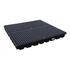 Низкопрофильный пластиковый поддон для 4 бочек Brady Workfloor HSW-4-BB химически устойчивый, с решеткой, черный [spc196262]