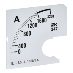 Шкала сменная для амперметра IEK Э47 1600/5А класс точности 1.5, 72 х 72 мм [IPA10D-SC-1600]