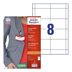 Комплект бейджей с зажимом Avery Zweckform, 60 х 90 мм (32 шт, 4 страницы) [4822]