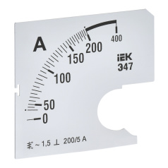 Шкала сменная для амперметра IEK Э47 200/5А класс точности 1.5, 72 х 72 мм [IPA10D-SC-0200]