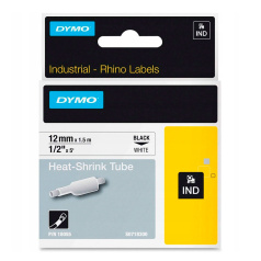 Термоусадочная трубка Dymo S0718300/18055, 12 мм, черный на белом