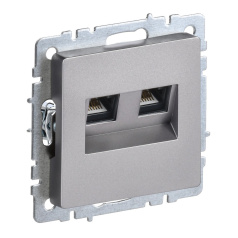 Розетка компьютерная двойная RJ45 IEK BRITE кат. 6 РК11-2-БрС сталь [BR-K20-2-K46]