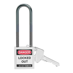 Замки нейлоновые компактные Brady, алюминиевые дужки 75 мм, Ø 4.7 мм, белые, 6 шт [gws814152]