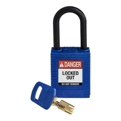 Замок SafeKey нейлоновый Brady, пластиковая дужка, 38 мм, Ø 6.4 мм, синий [gws150366]