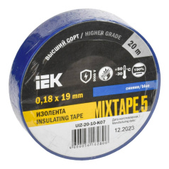 Изолента IEK MIXTAPE 5, 0.18 х 19 мм, синяя, 20 м [UIZ-20-10-K07]
