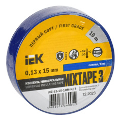 Изолента IEK MIXTAPE 3, 0.13 х 15 мм, синяя, 10 м [UIZ-13-10-10M-K07]
