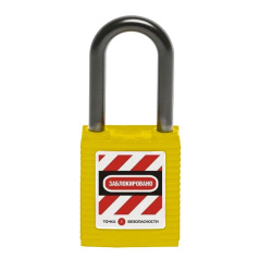 Замок блокировочный с нейлоновой дужкой, 76.2 мм, Ø 6.2 мм, дисковый цилиндр, желтый [gwr001DN76YEL]