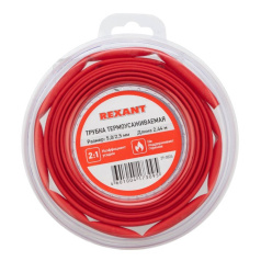 Термоусаживаемая трубка Rexant 5.0/2.5 мм, красная, ролик 2.44 м [29-0024]