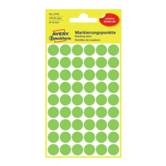 Этикетки-точки Avery Zweckform, Ø 12 мм, зеленый неон (270 шт) [3149]