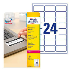 Этикетки неотклеивающиеся Avery Zweckform, белые, 63.5 x 33.9 мм, 24 этикетки на листе А4 (20 листов) [L6146-20]