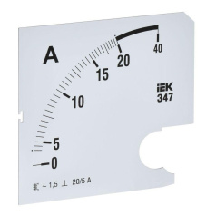 Шкала сменная для амперметра IEK Э47 20/5А класс точности 1.5, 96 х 96 мм [IPA20D-SC-0020]
