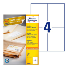 Эко-этикетки Avery Zweckform, белые, 105 x 148 мм, 4 этикетки на листе А4 (100 листов) [LR3483]
