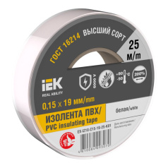 Изолента IEK MIXTAPE 7, 0.15 х 19 мм, белая, 25 м [EX-IZ10-C15-19-25-K01]