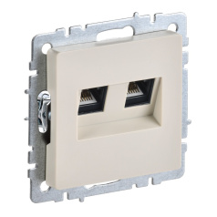 Розетка компьютерная двойная RJ45 IEK BRITE кат. 6 РК11-2-БрКр бежевый [BR-K20-2-K10]