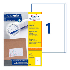 Этикетки самоклеящиеся Avery Zweckform, белые, 200 x 297 мм, 1 этикетка на листе А4 (100 листов) [3418]